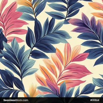 Colorful Branches And Leaves Seamless Pattern