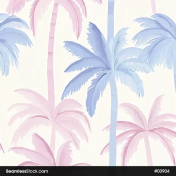 Pink And Blue Palm Trees Seamless Pattern