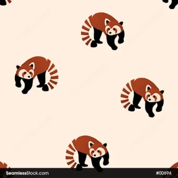 Red Pandas Minimalist Style Seamless Pattern