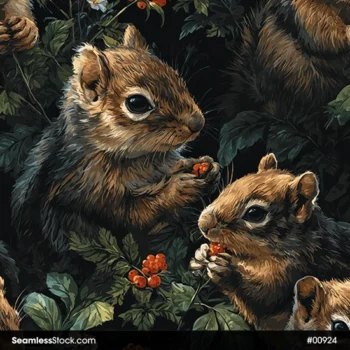 Squirrels And Leaves Seamless Pattern