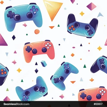 Video Game Controls With Triangles Geometric Style Seamless Pattern