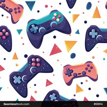 Video Game Controls With Triangles Geometric Style Seamless Pattern