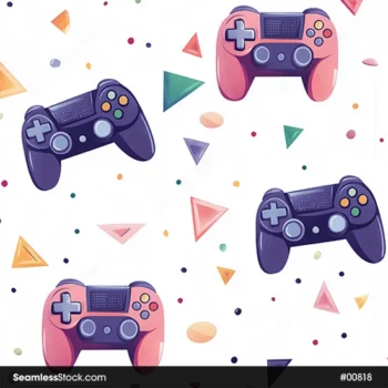 Video Game Controls With Triangles Geometric Style Seamless Pattern