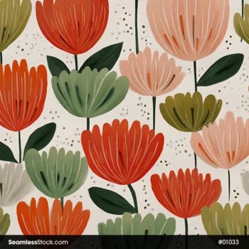 Colorful Flowers And Leaves Seamless Pattern