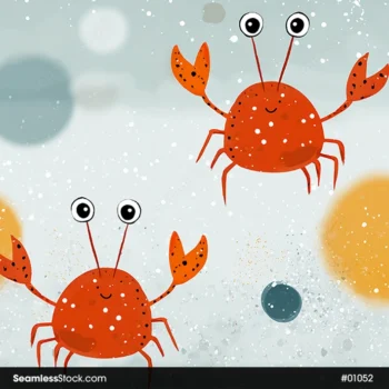 Cute Crabs On Watercolor Background Seamless Pattern