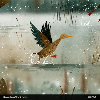 Ducks On Lake Seamless Pattern