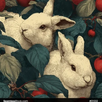 Rabbits And Apples Seamless Pattern