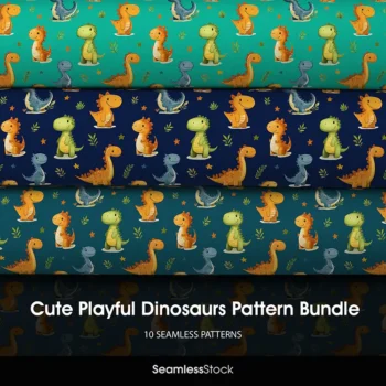 Cute Playful Dinosaurs Pattern Bundle