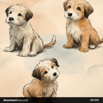 Cute Puppies Seamless Pattern