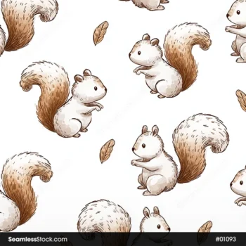 Cute Squirrels Illustration Seamless Pattern