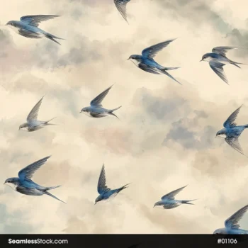 Flying Birds Painting Style Seamless Pattern