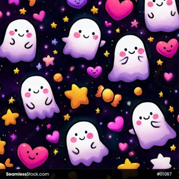 Ghosts And Hearts Halloween Style Seamless Pattern