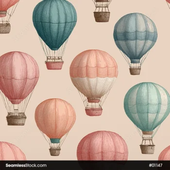 Air Balloons On Beige Background Seamless Pattern