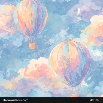 Air Balloons Painting Style Seamless Pattern