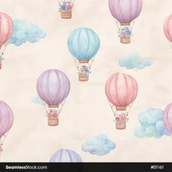 Beautiful Air Balloons Seamless Pattern
