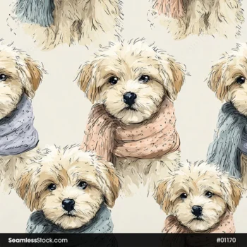 Beautiful Dogs With Scarfs Seamless Pattern