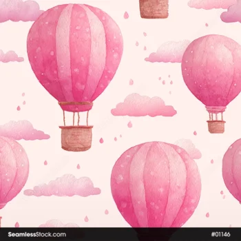 Beautiful Pink Air Balloons Seamless Pattern