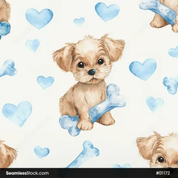 Cute Dogs And Bones Seamless Pattern