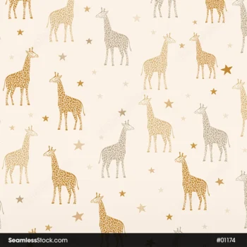 Giraffes And Stars Seamless Pattern