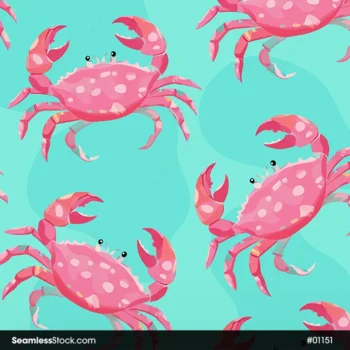 Pink Crabs Illustration Seamless Pattern