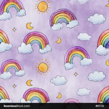 Rainbows And Suns Seamless Pattern