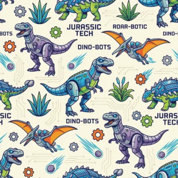 Robot Dinosaurs Seamless Pattern