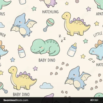 Baby Dinosaurs Seamless Pattern