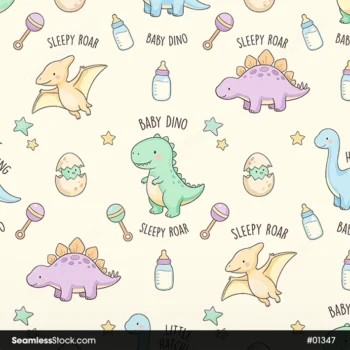 Baby Dinosaurs Seamless Pattern