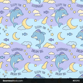 Baby Dolphins Seamless Pattern