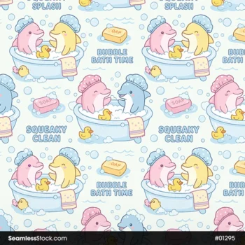 Bath Dolphins Seamless Pattern