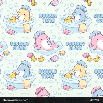 Bath Dolphins Seamless Pattern