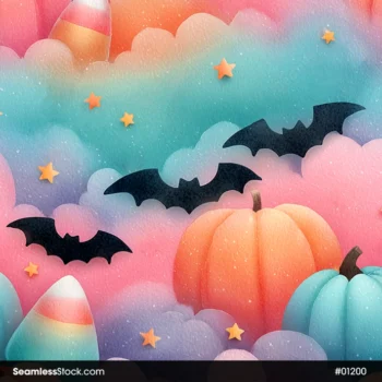Bats and Pumpkins Seamless Pattern