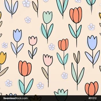 Beautiful Flowers Illustration Seamless Pattern