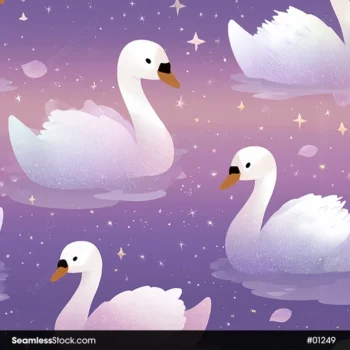 Beautiful Swans on Lake Seamless Pattern