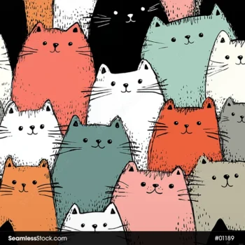 Cats Illustration Seamless Pattern