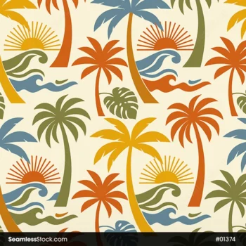 Colorful Palm Trees Seamless Pattern