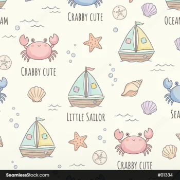 Cute Crabs Seamless Pattern