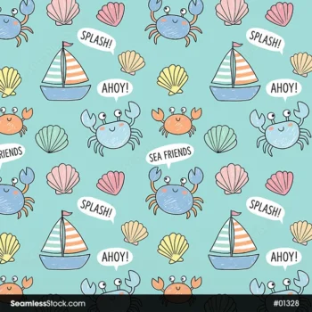 Cute Crabs Seamless Pattern
