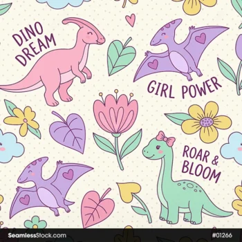Cute Dinosaurs Seamless Pattern