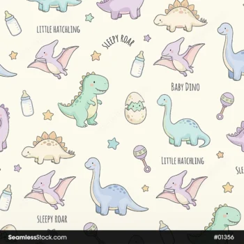 Cute Dinosaurs Seamless Pattern
