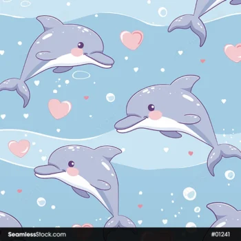 Cute Dolphins Seamless Pattern