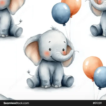 Cute Elephants Seamless Pattern