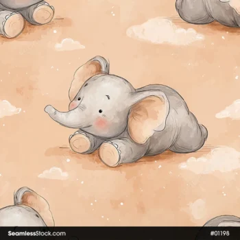 Cute Elephants Seamless Pattern