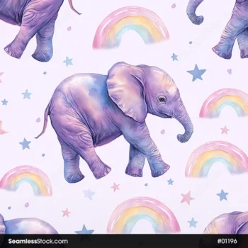 Cute Elephants And Rainbows Seamless Pattern
