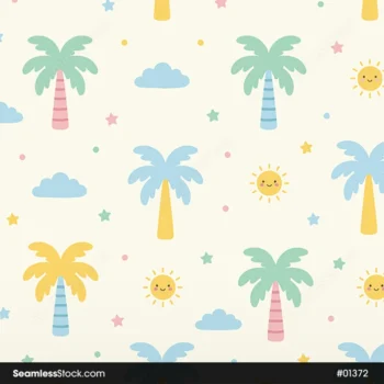 Cute Palm Trees Seamless Pattern
