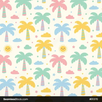 Cute Palm Trees Seamless Pattern