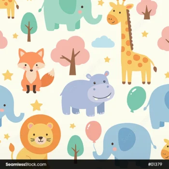 Cute Safari Animals Seamless Pattern