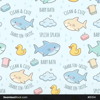Sleeping Sharks Seamless Pattern