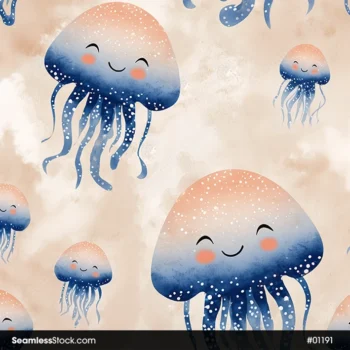 Cute Watercolor Octopus Seamless Pattern
