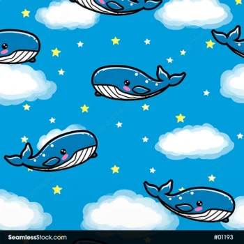 Cute Whales And Clouds Seamless Pattern